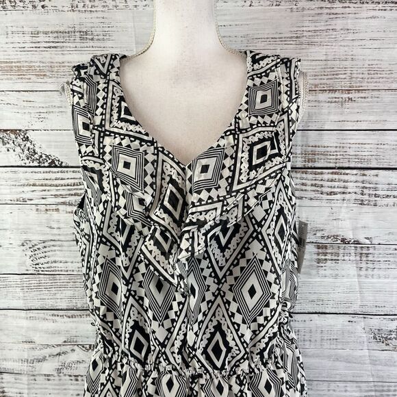 ALYX Dress size 16 Black White Sheer Diamond Ruffle Dinner Wedding Guest Boho - Picture 4 of 11